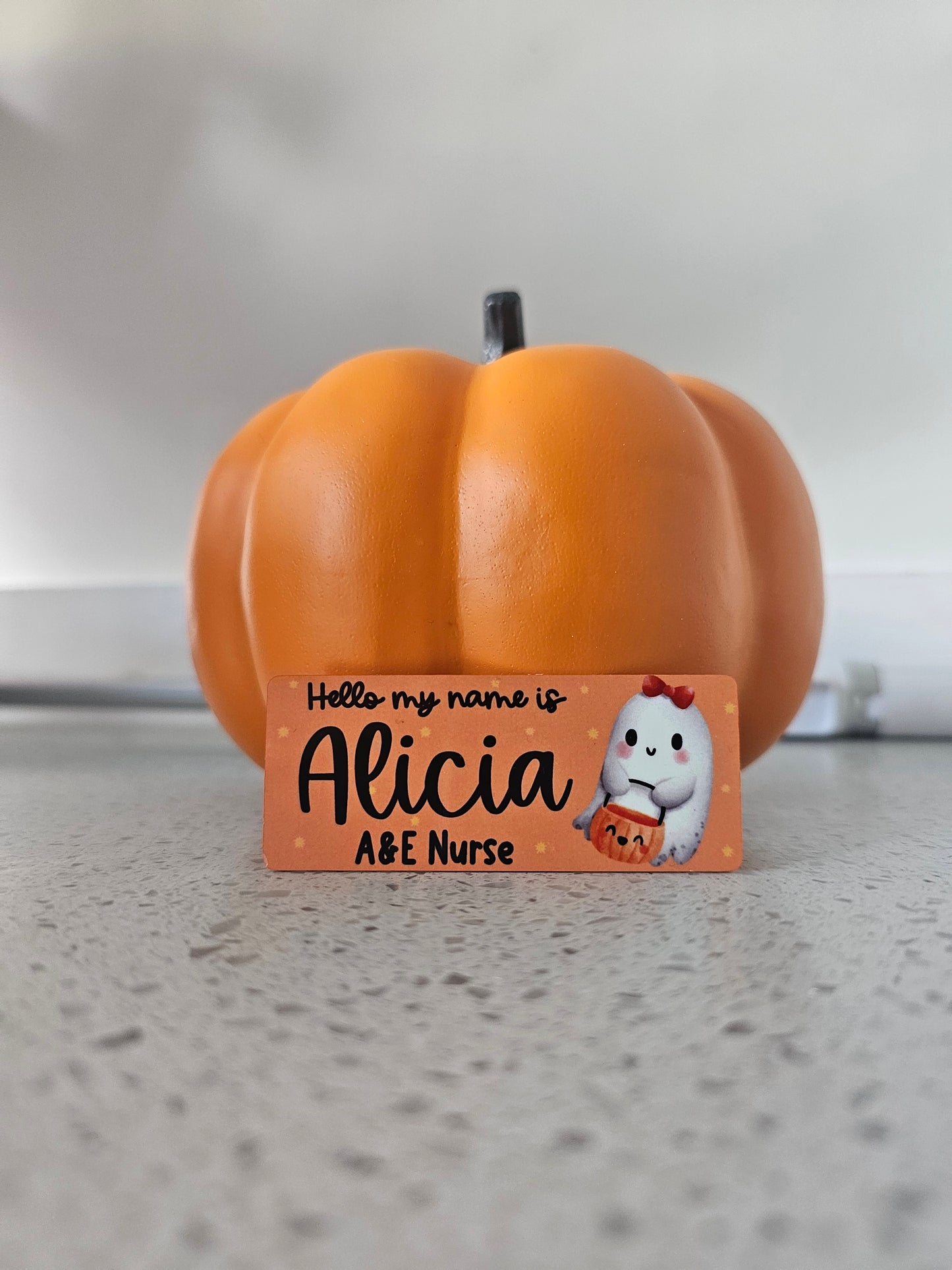 Halloween Cute Ghost Pumpkin Name Badge For Nurse, Student Nurse, Midwife, Student Midwife, Healthcare, NHS, Doctor Name Badge