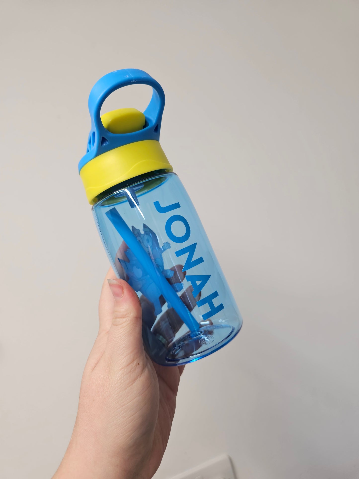 Children's plastic water bottle, personalised with image 2 tone plastic
