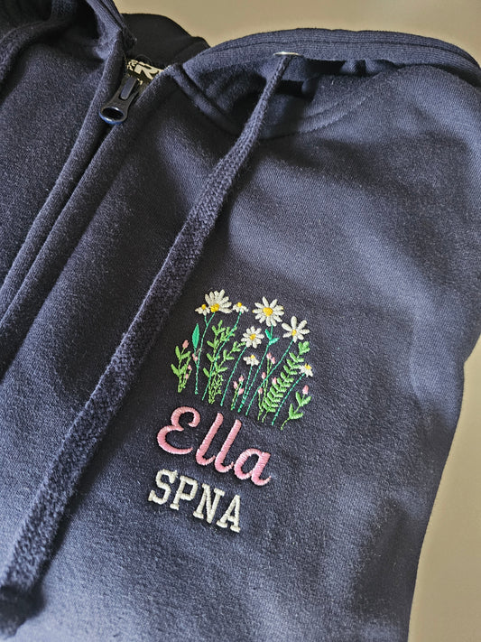 Embroidered Wild Flower Hoodie - Healthcare - Floral Design Embroidery