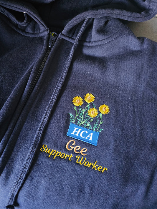 Embroidered Sunflower Hoodie - Healthcare - Floral Design Embroidery