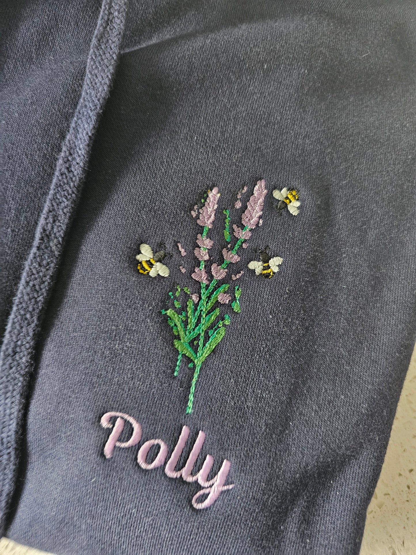 Embroidered Lavender Bumble Bee Hoodie - Healthcare - Floral Design Embroidery