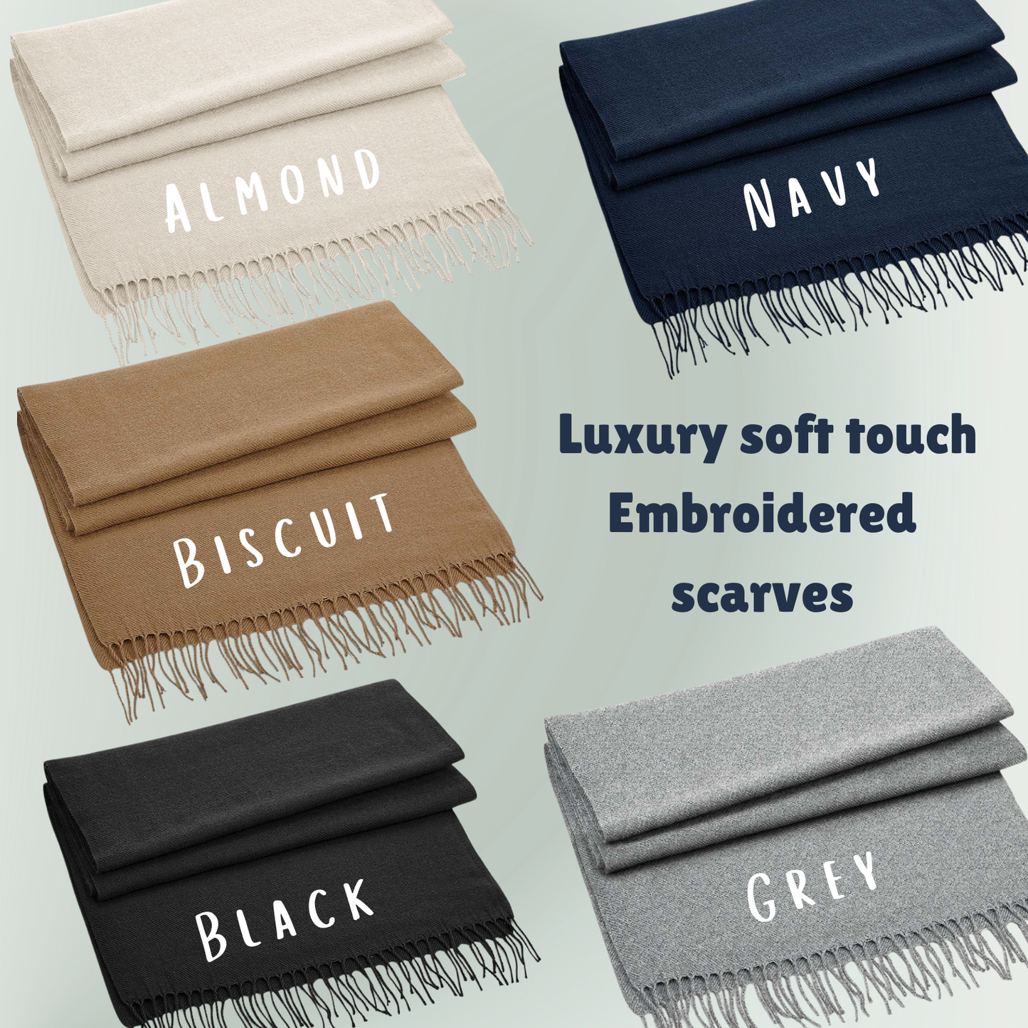 Personalised luxury scarf, embrodiered soft touch oversized scarves, mothers day gift for her