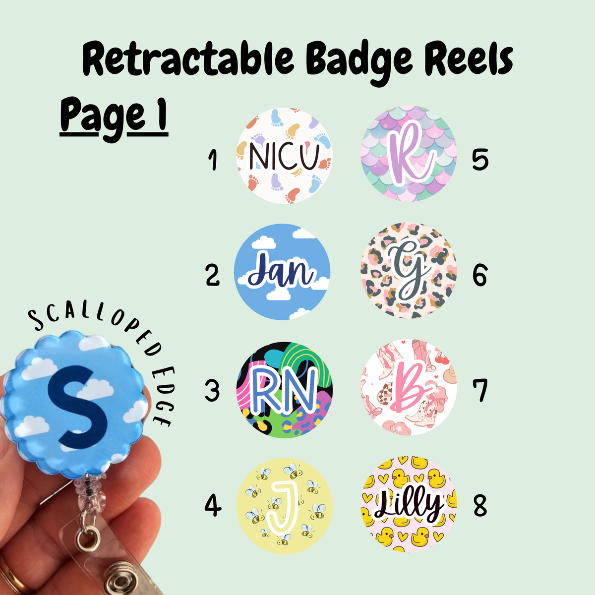 Retractable badge reel, printed badge reel for ID card, nurse, student nurse, midwife, midwifery student, doctor, healthcare personalised badge reel