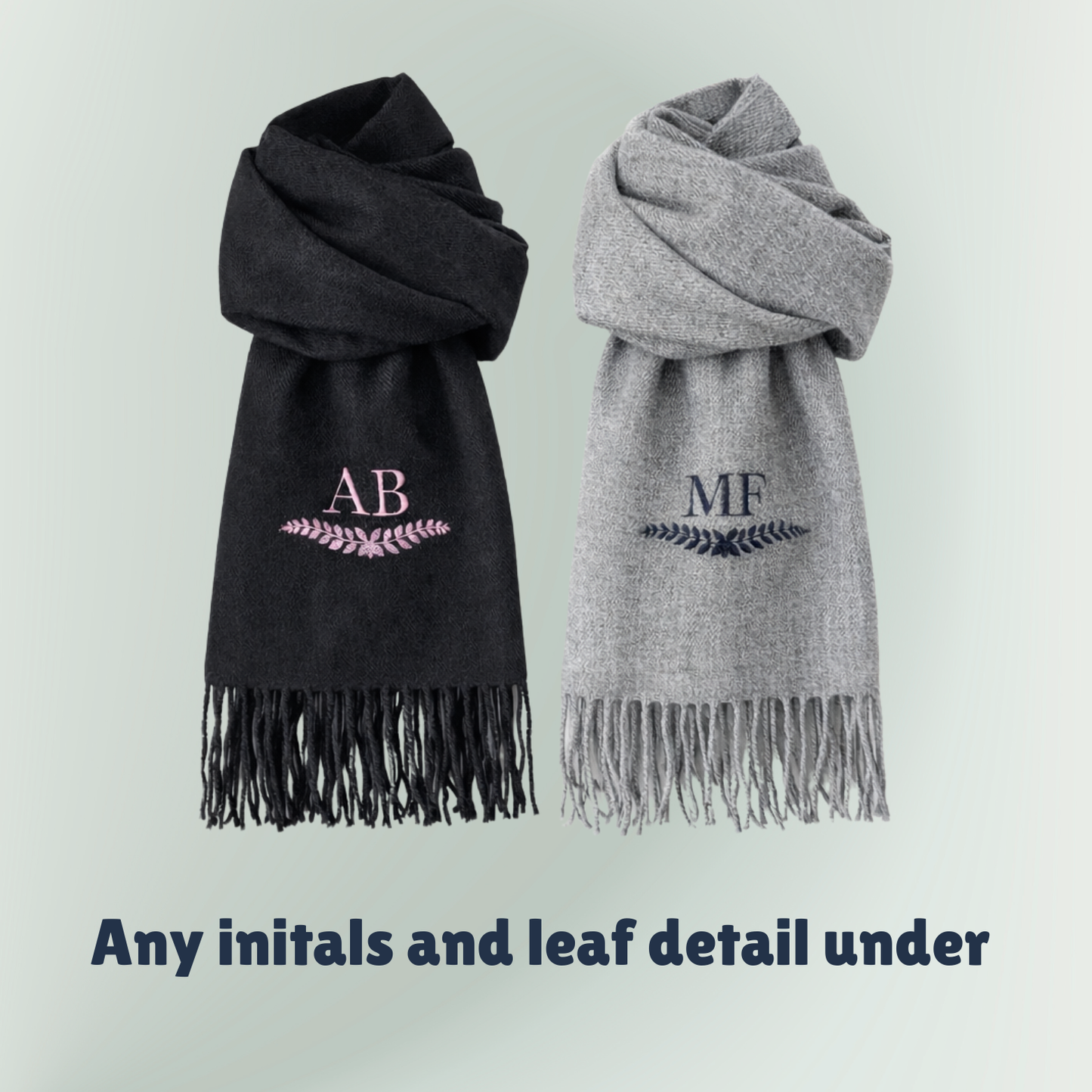 Personalised luxury scarf, embrodiered soft touch oversized scarves, mothers day gift for her