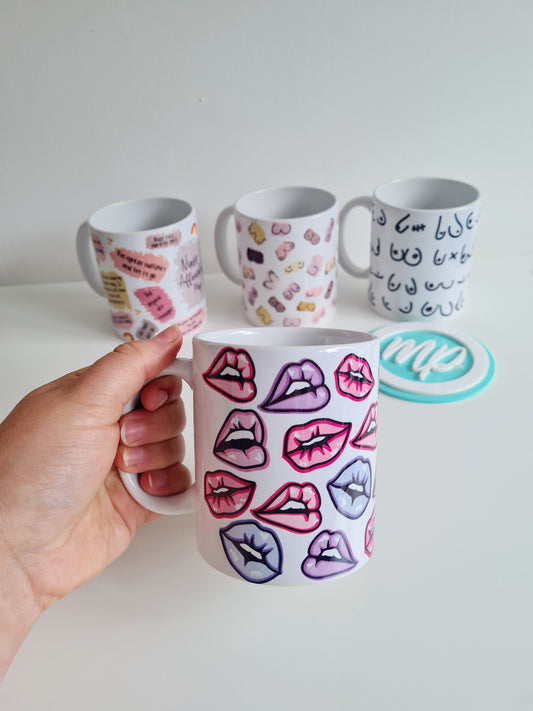 Colourful Lips Print Mug - Aesthetics