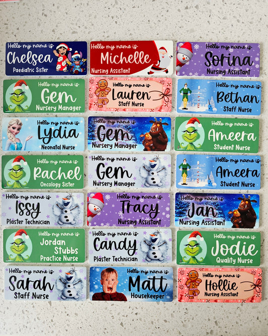 Christmas Name Badge ALL DESIGNS, Nurse Name Badge, Midwife Name Badge, Student Nurse Name Badge, Student Midwife Name Badge
