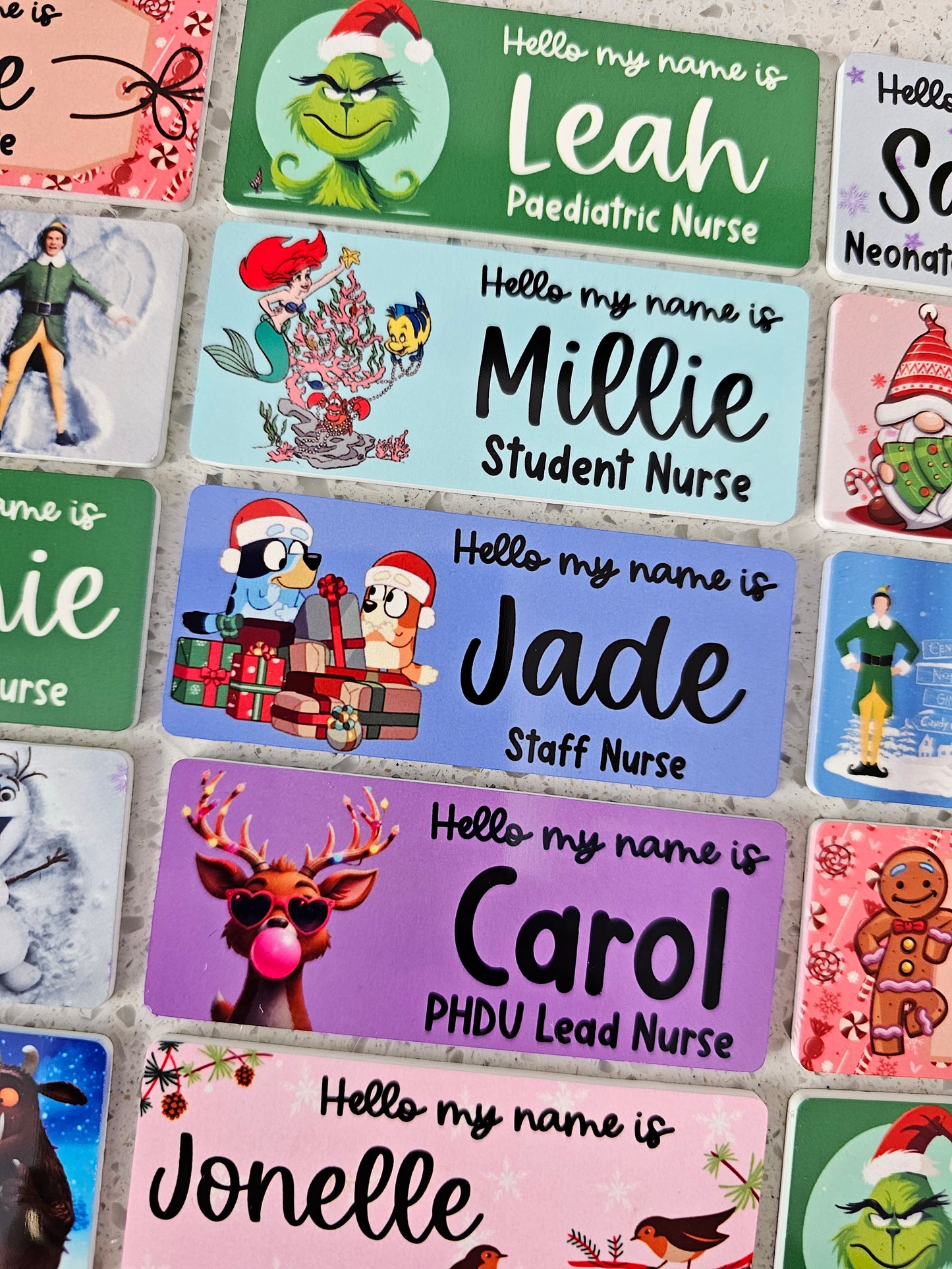 Christmas Name Badge ALL DESIGNS, Nurse Name Badge, Midwife Name Badge, Student Nurse Name Badge, Student Midwife Name Badge