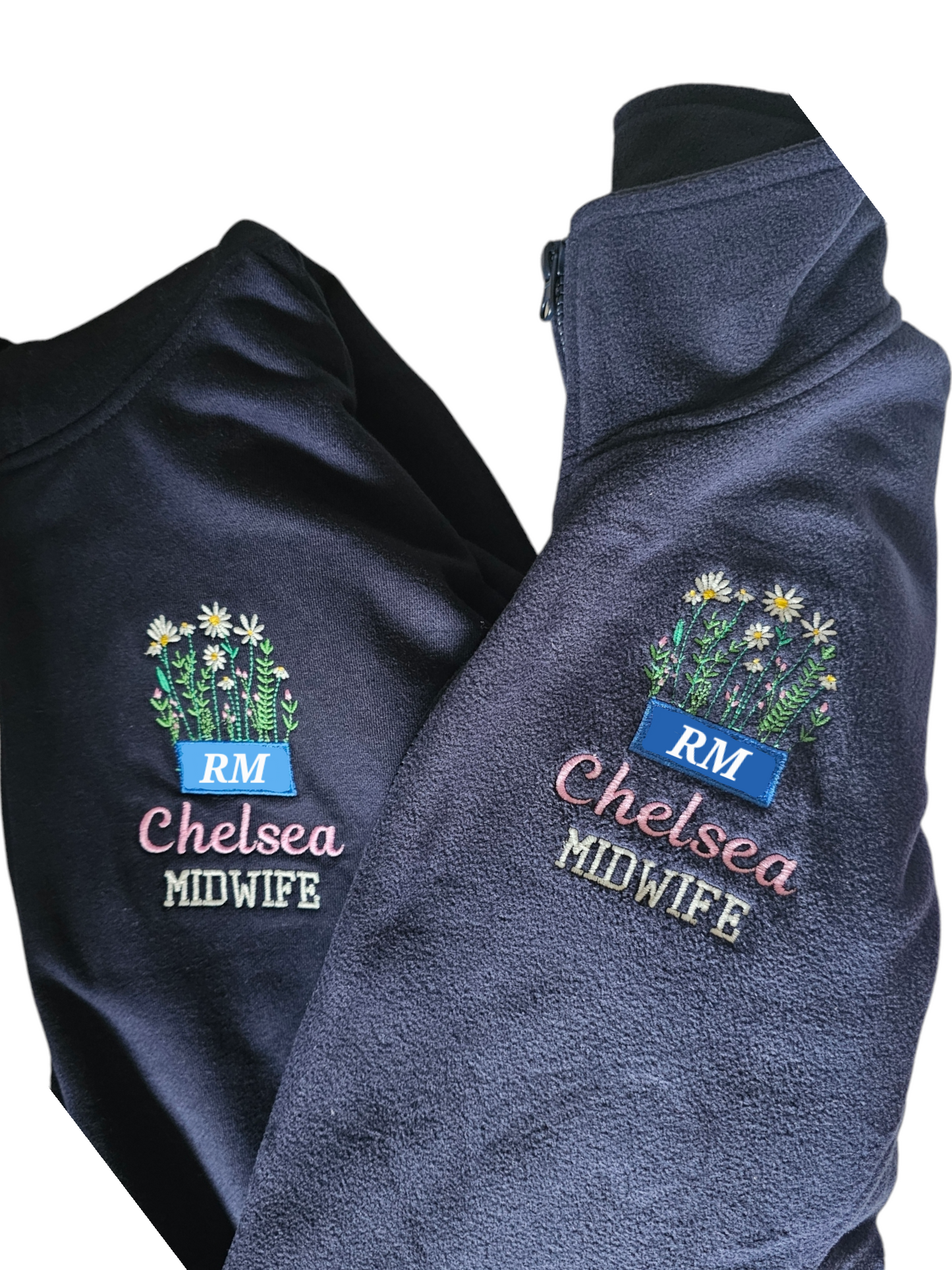 Embroidered Wild Flower Hoodie with logo, Healthcare Hoodie, Nurse Jacket, Student Midwife Hoodie, Initials Floral Design Embroidery