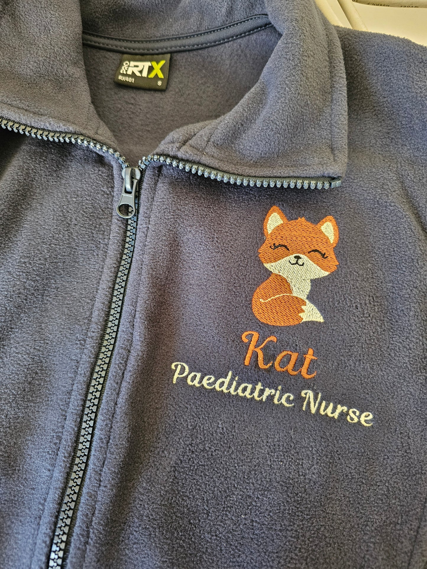 Embroidered Fox Design Fleece, Healthcare Jacket, Student Nurse, Student Midwife, Nursing Shift Worker Jacket Cute Fox Microfleece Embroidered