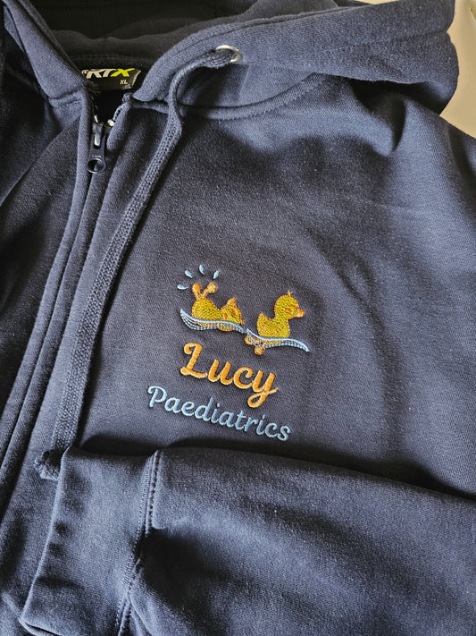 Embroidered Ducks Design Fleece, Healthcare Jacket, Student Nurse, Student Midwife, Nursing Shift Worker Jacket Cute Swimming Ducks Microfleece Embroidered