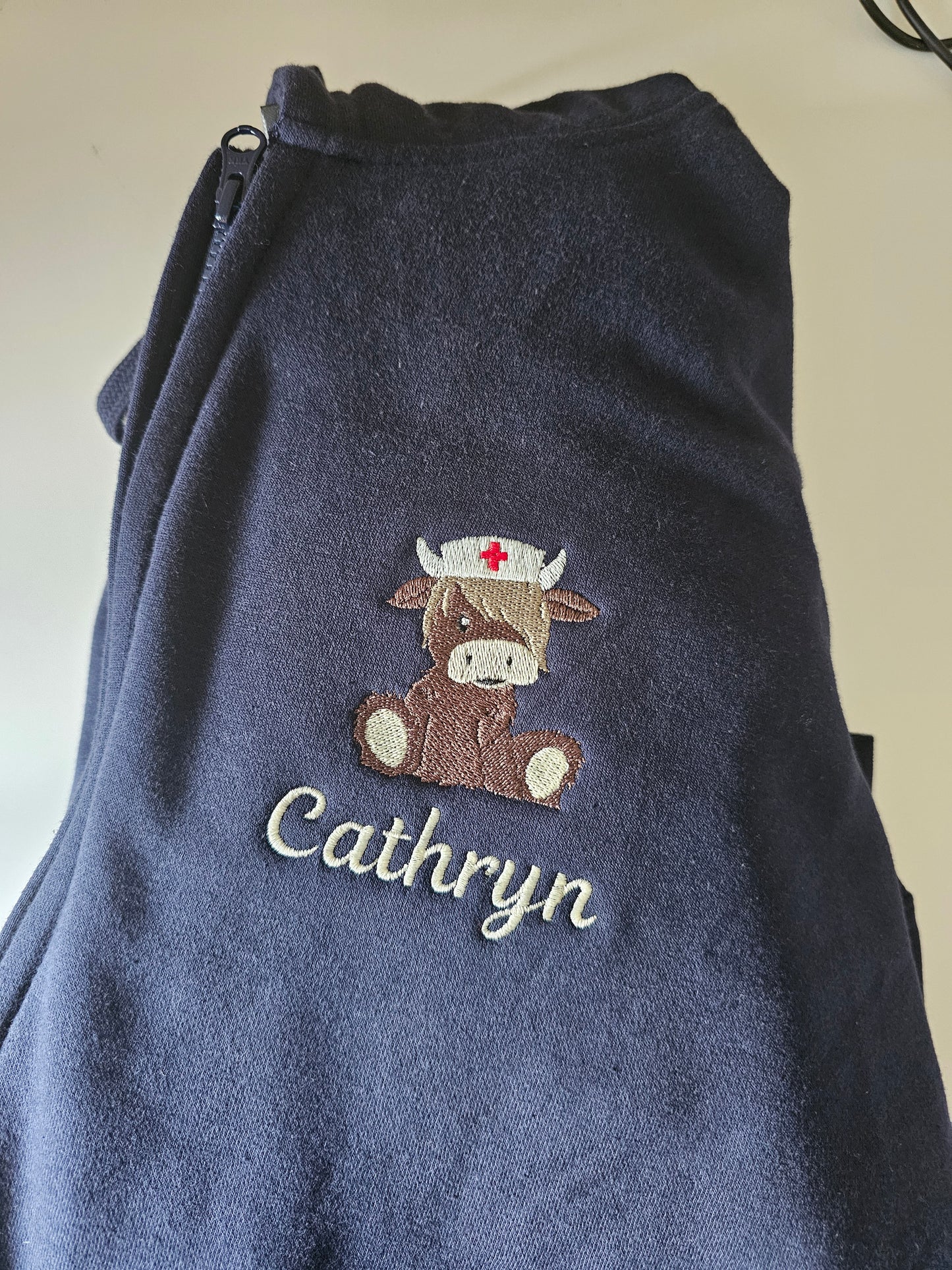Embroidered  Highland Cow Nurse Hoodie - Healthcare - Student Nurse, Student Midwife, Animal Cow Design Embroidery