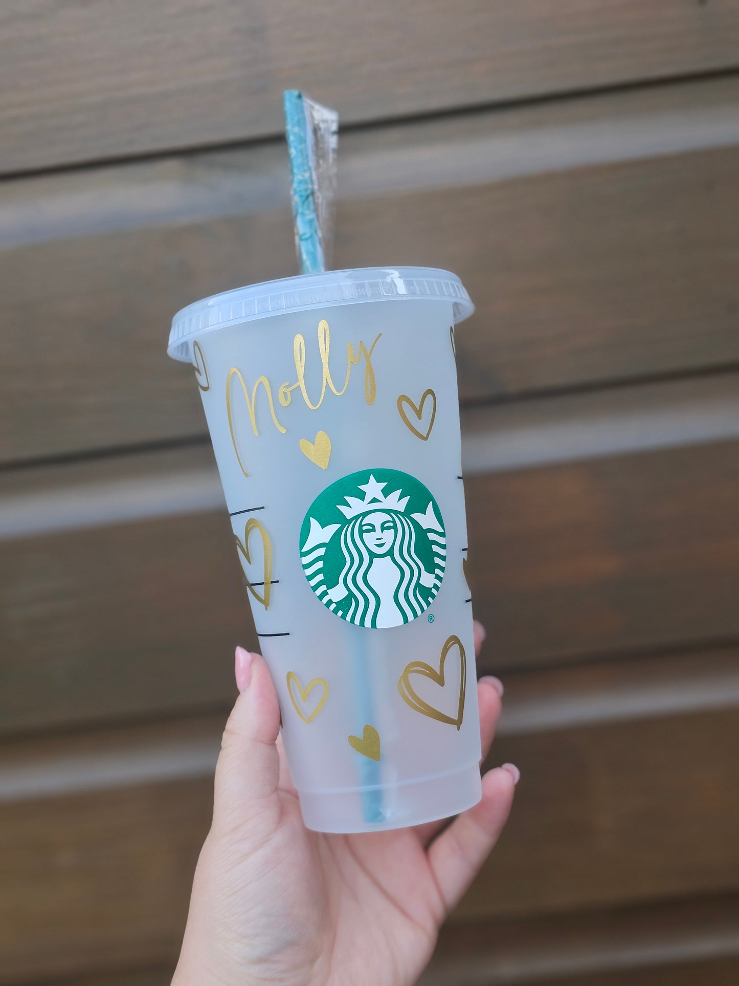 Heart Cold Cup, Personalised Cup with lid and straw