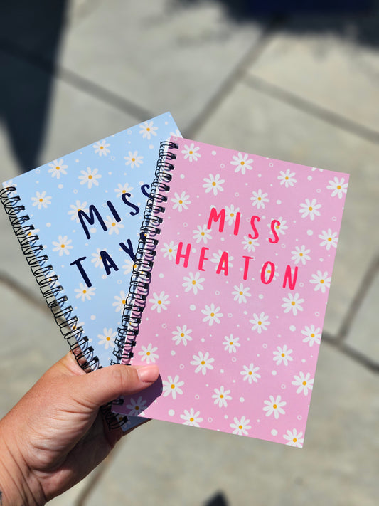 Personalised Notebook - double-sided printed design - thank you teacher gift