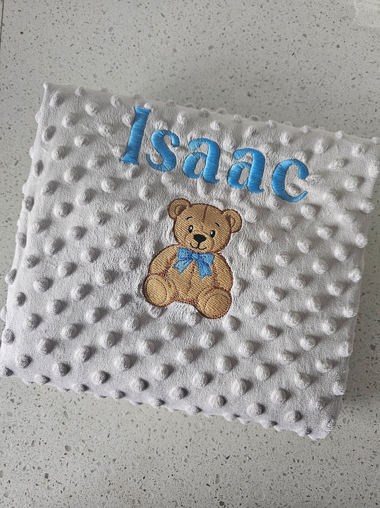 Personalised baby blanket, embroidered teddy baby blanket, new baby gift