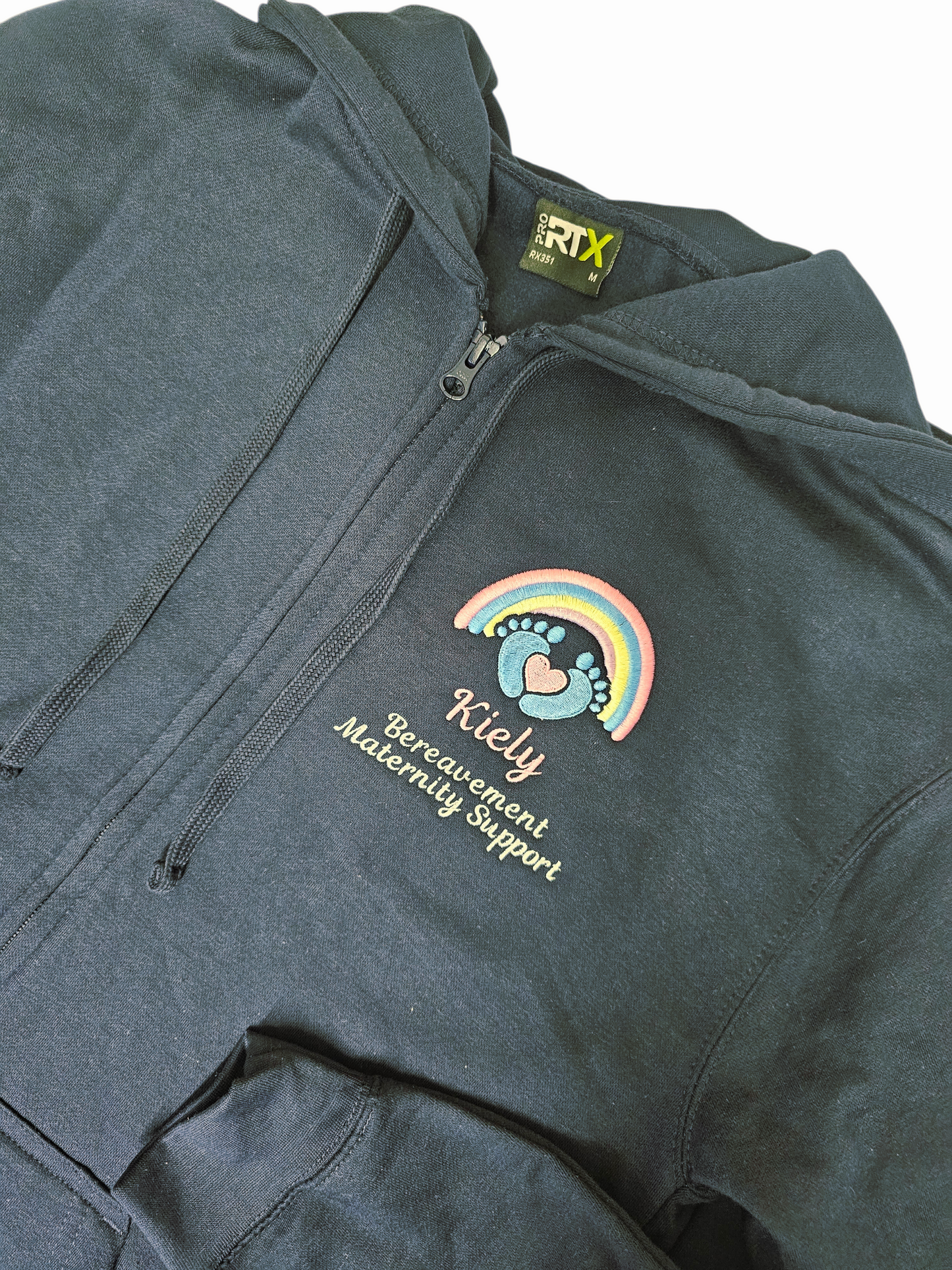 Personalised embroidered hoodie - pastel rainbow and baby feet - healthcare, nurse, student nurse, midwife gift