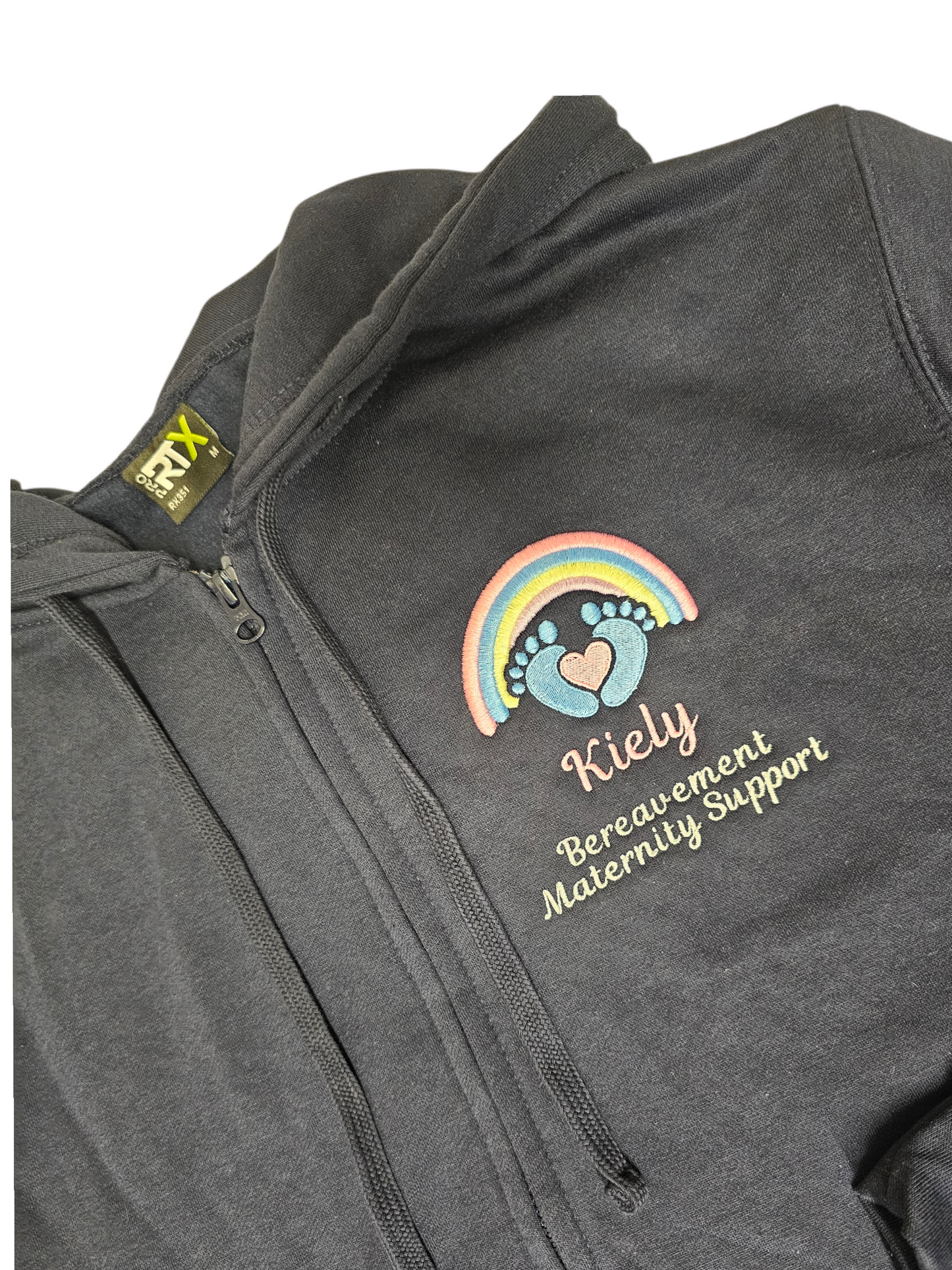 Personalised embroidered hoodie - pastel rainbow and baby feet - healthcare, nurse, student nurse, midwife gift