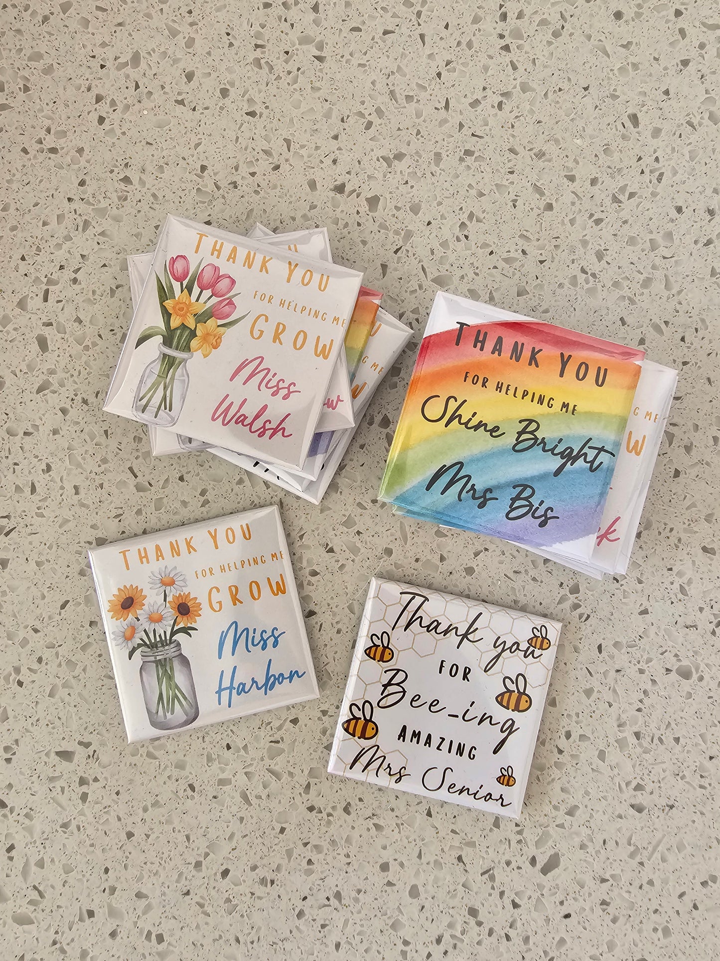 Thank you teacher magnets, Set of 5