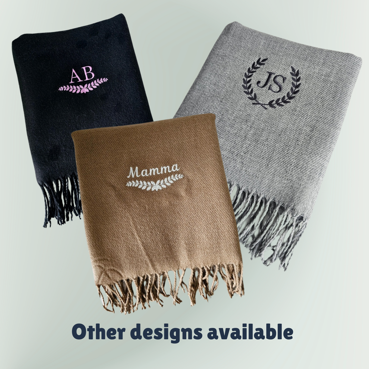 Personalised luxury scarf, embrodiered soft touch oversized scarves, mothers day gift for her