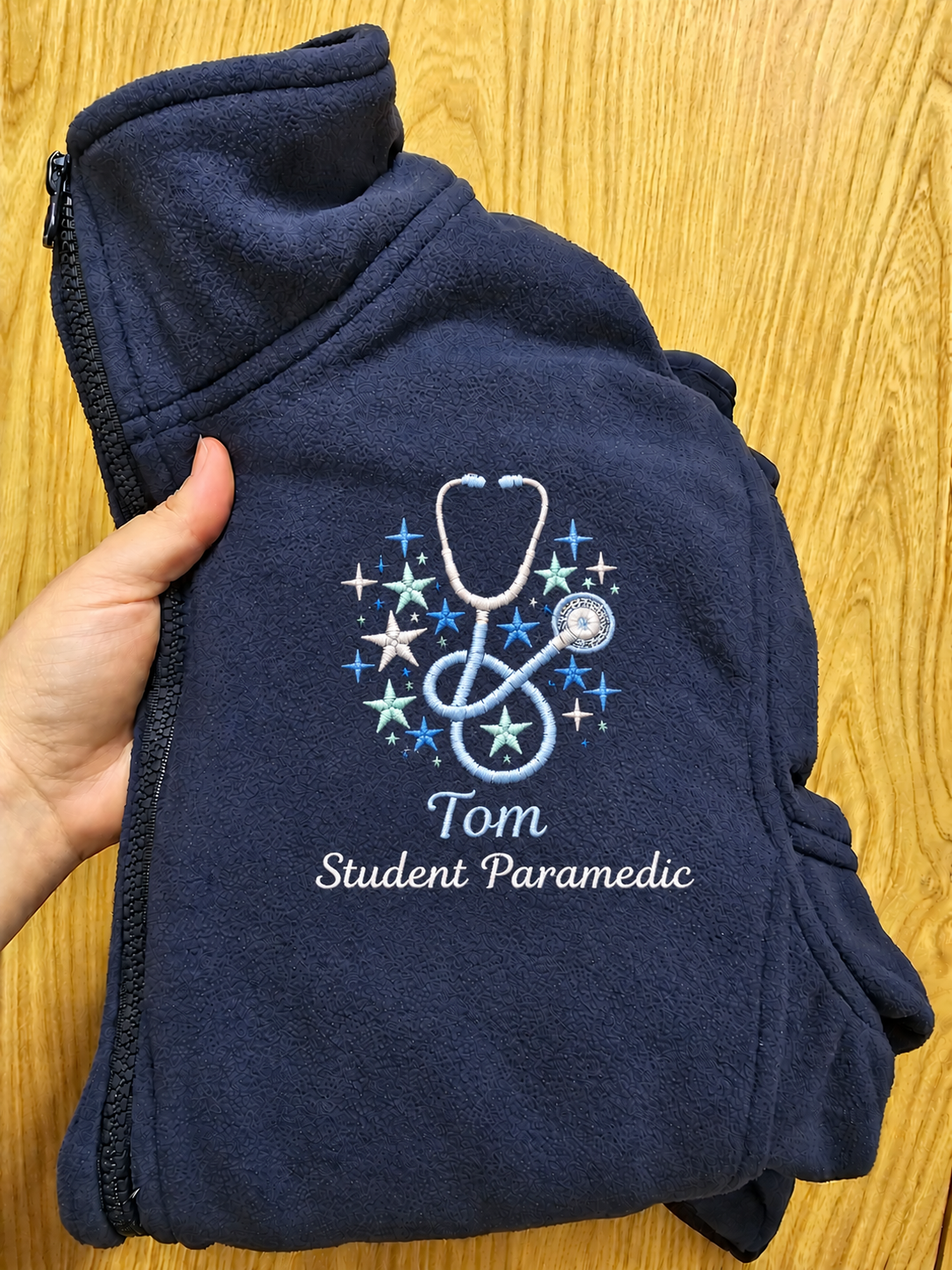 Personalised embroidered fleece for student midwife, midwife fleece, nicu nurse personalised name fleece, healthcare jacket, doctor fleece, star stethoscope, paramedic
