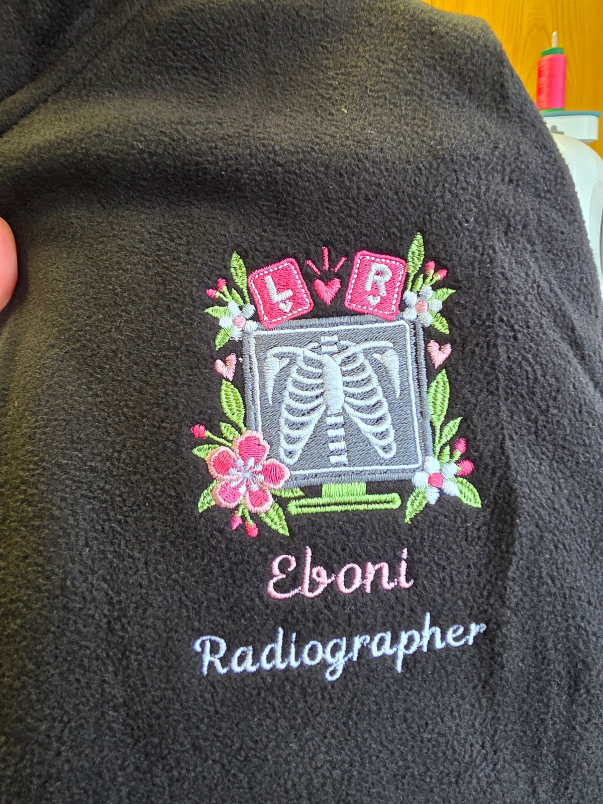 Personalised embroidered fleece for student radiograher, xray fleece, ortho fleece, personalised name fleece, healthcare jacket, doctor fleece, floral xray design