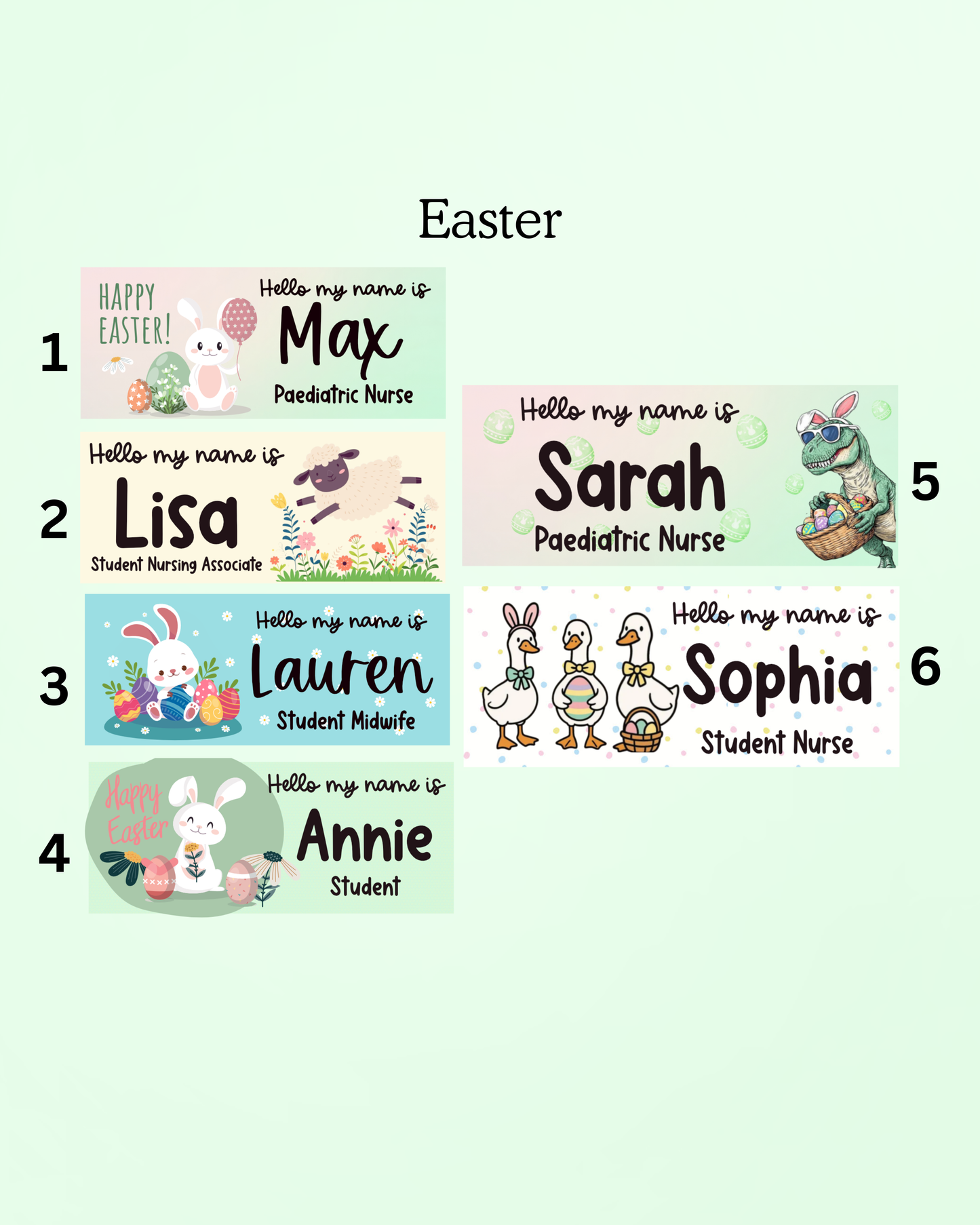 Easter name badge, personalised nurse name badge, midwife name badge, student placement essential, teacher gift