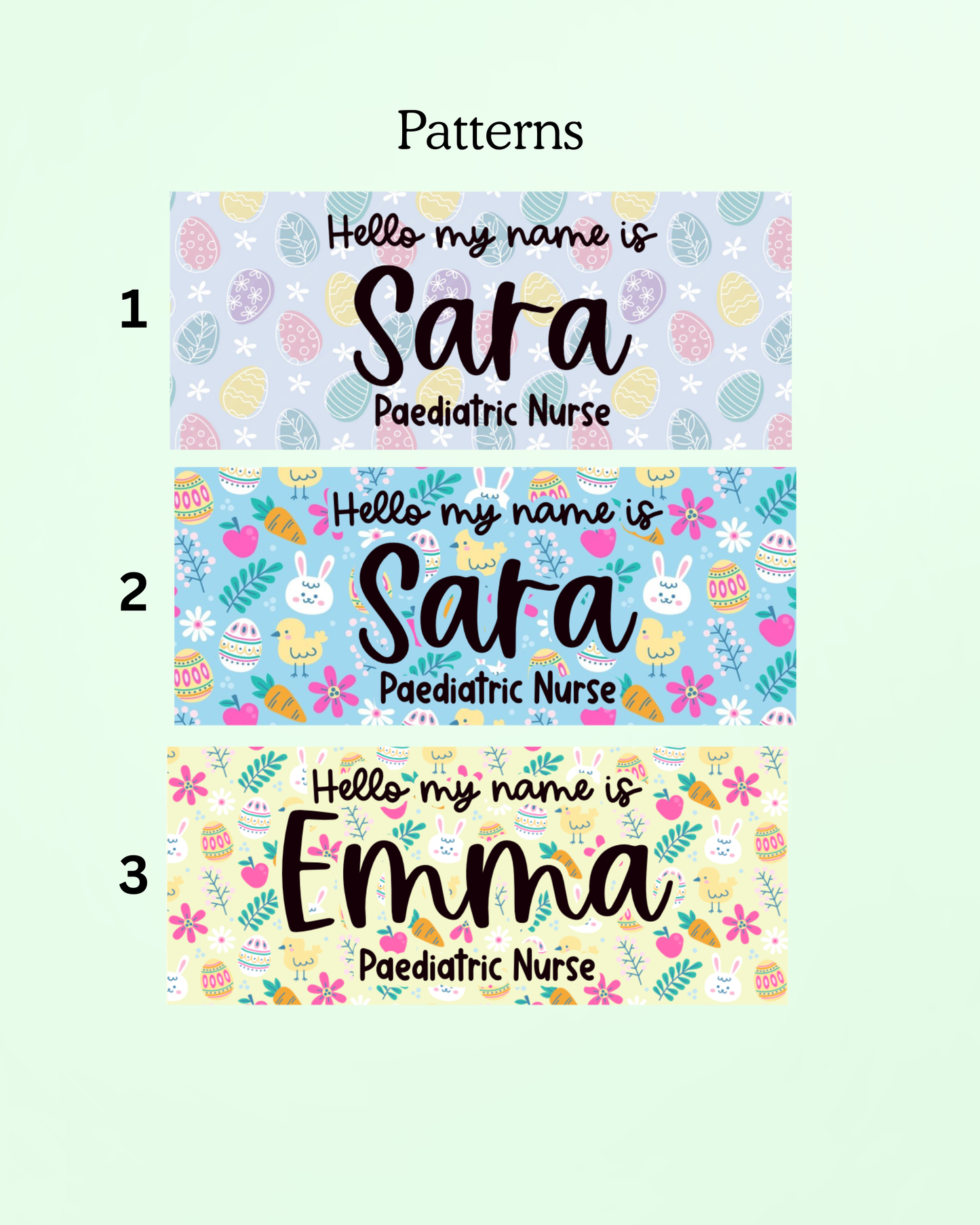 Easter name badge, personalised nurse name badge, midwife name badge, student placement essential, teacher gift