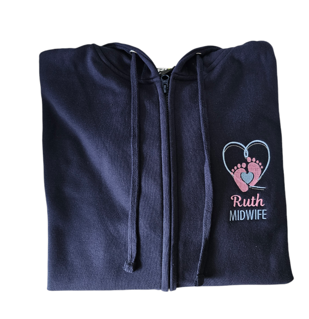 Embroidered Baby Feet Hearts Hoodie - Healthcare - Health Visitor - NICU Design Embroidery
