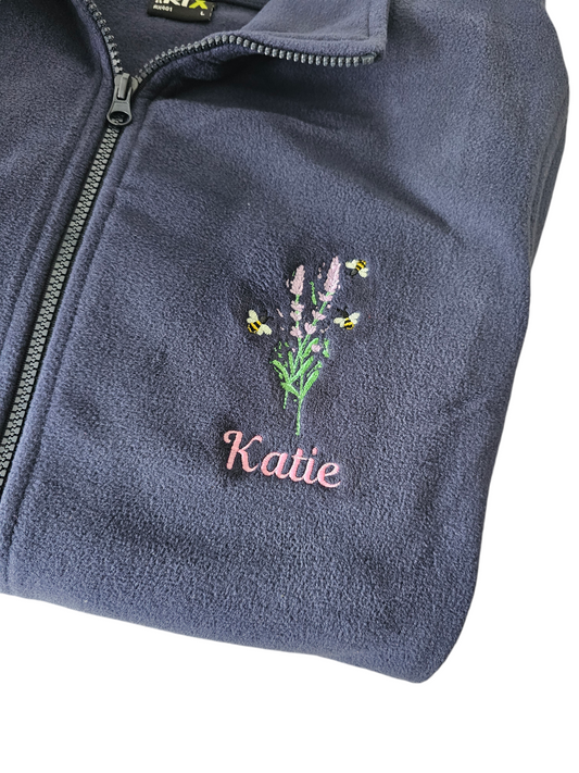 Embroidered Lavender fleece, nursing jacket, midwife fleece, student midwife gift, student nurse shift jacket