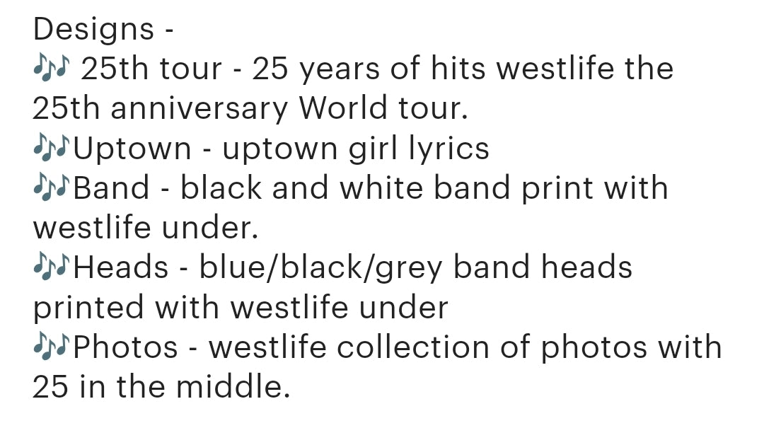 Westlife 25th anniversary World tour concert tshirt - westlife boy band top, Westlife lyrics tshirt