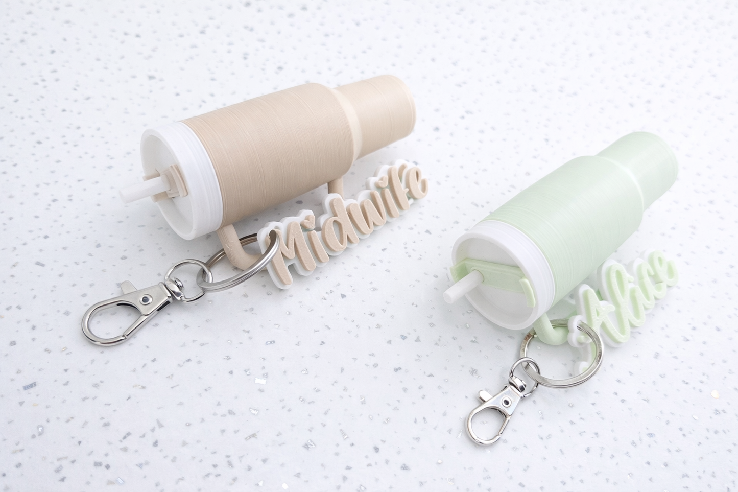 Personalised Mini Stanley inspired Cup Keyring, Lipbalm holder Keychain Cup with Name