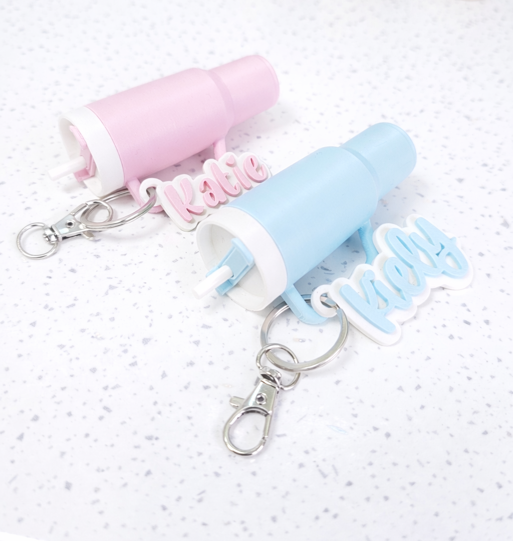 Personalised Mini Stanley inspired Cup Keyring, Lipbalm holder Keychain Cup with Name