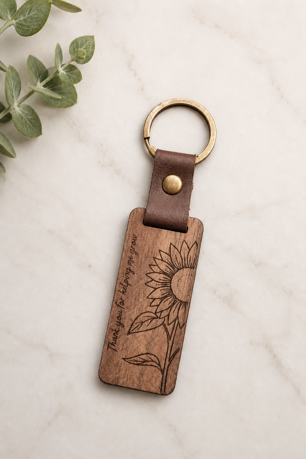 Thank you teacher wooden keyring