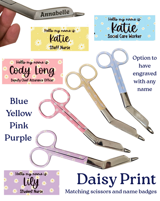 Nurse medical personalised scissors, scissors for midwife, doctor, paramedic, student nurse, student midwife, nurse daisys scissors set
