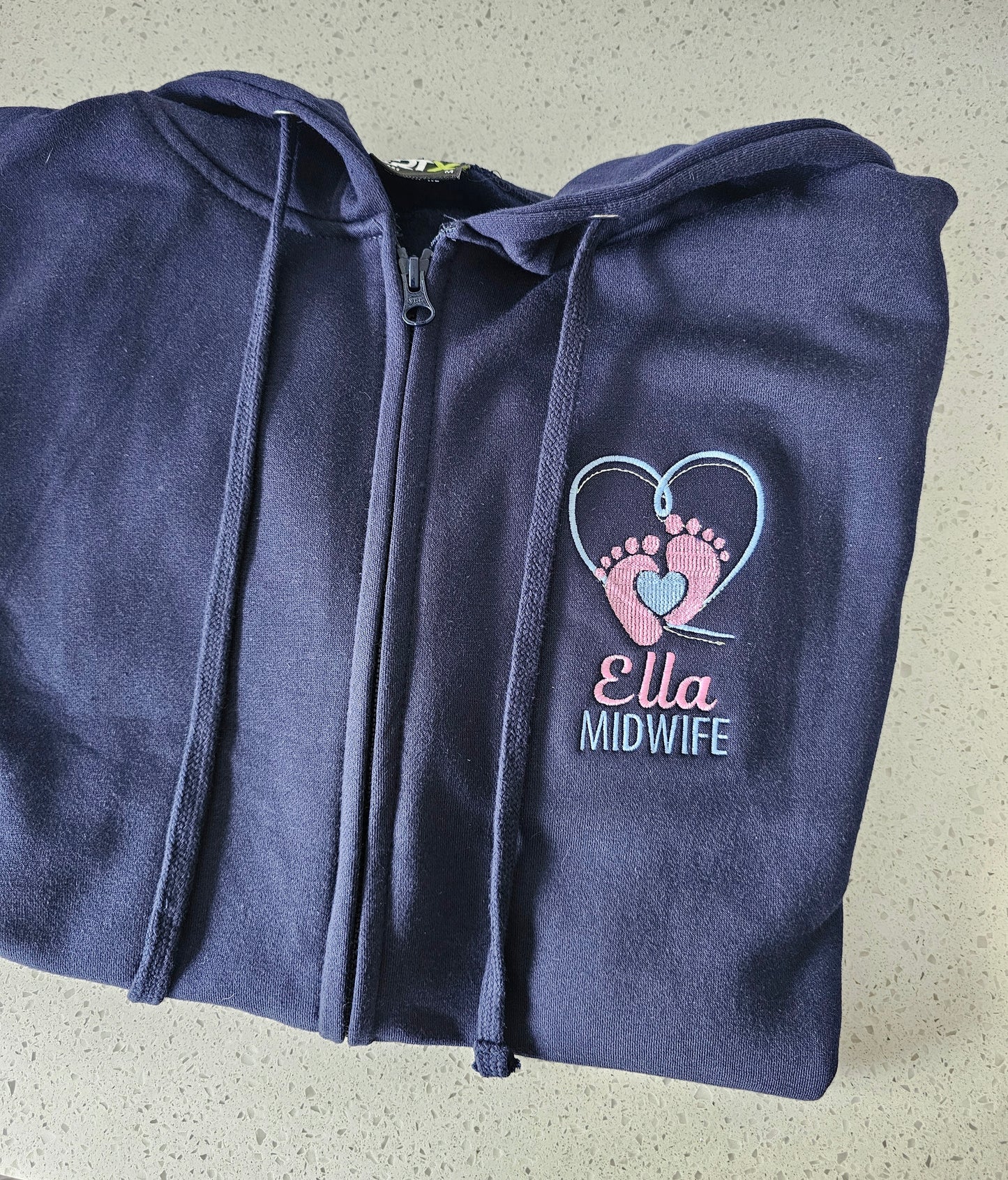 Embroidered Baby Feet Hearts Hoodie - Healthcare - Health Visitor - NICU Design Embroidery