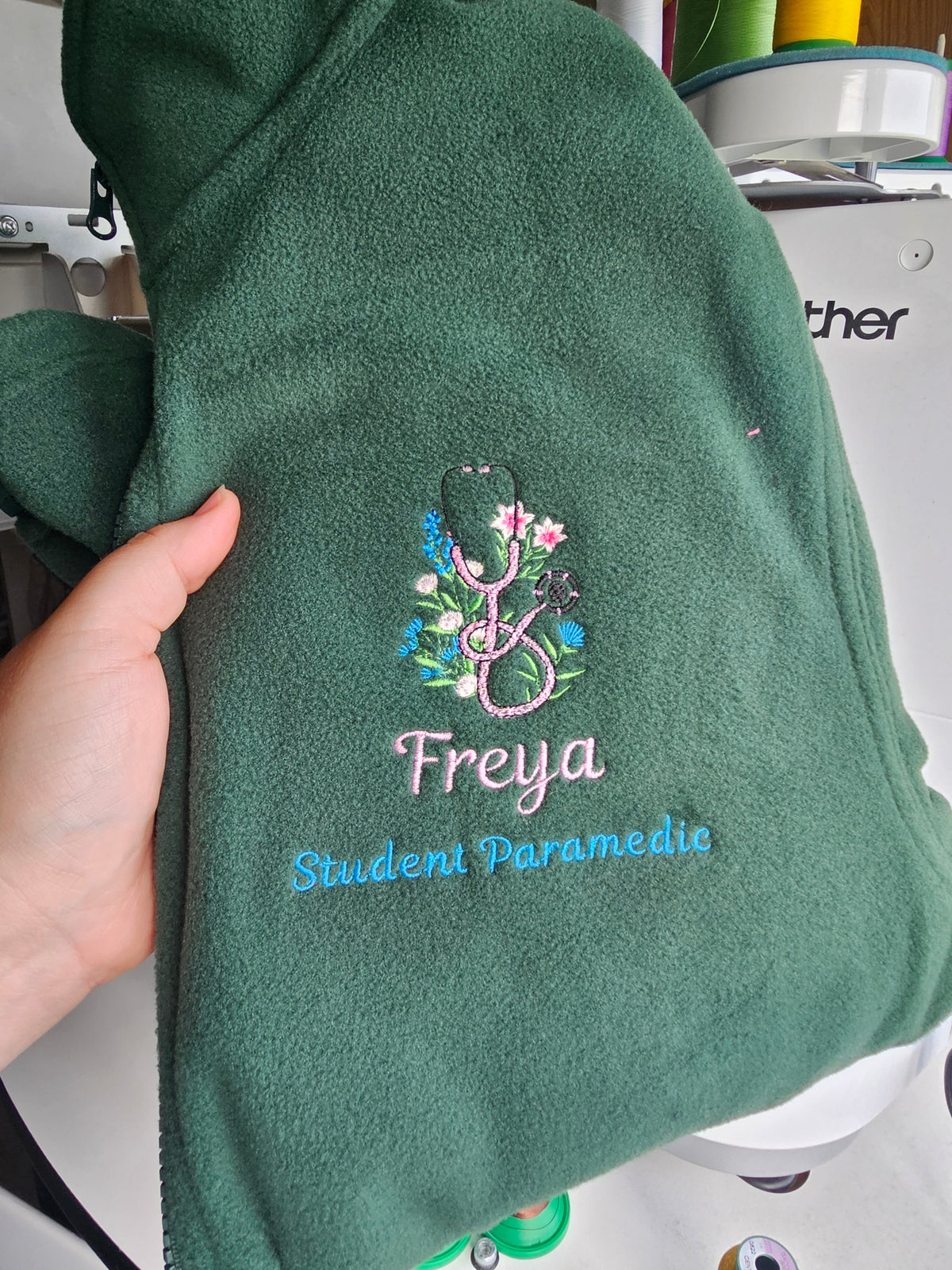 Personalised Green Full Fleece, Embroidered Workwear
