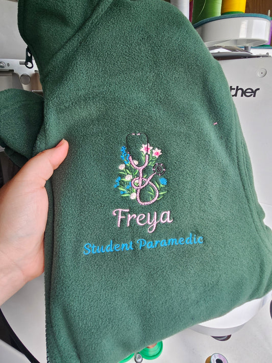 Personalised Green Full Fleece, Embroidered Workwear