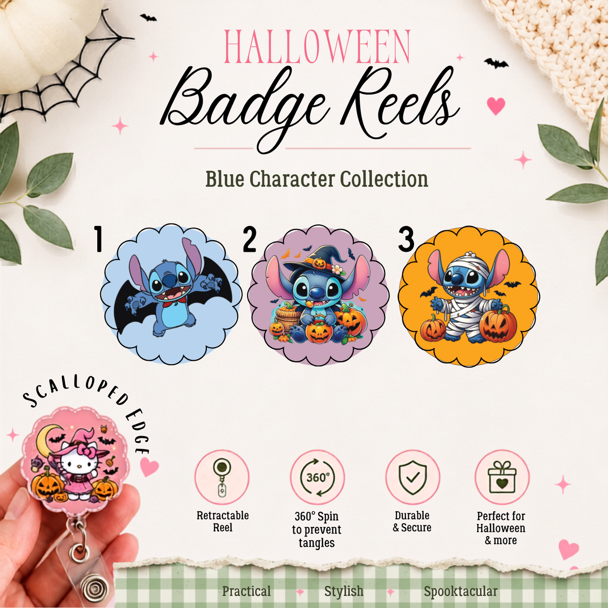Halloween Badge Reels, Character Reels, Retractable Reel For Nurse, Midwife, Student Nurse, Doctor, Healthcare