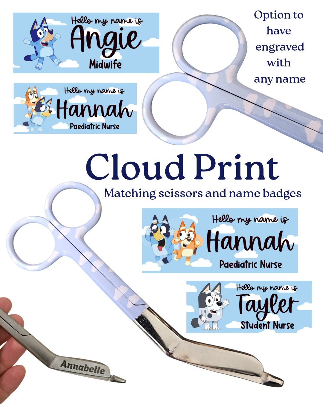 Nurse medical personalised scissors, scissors for midwife, doctor, paramedic, student nurse, student midwife, nurse daisys scissors set