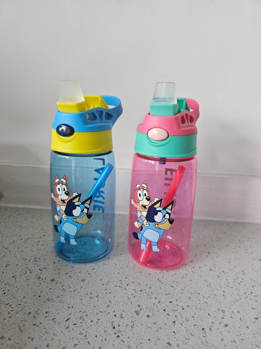 Children's plastic water bottle, personalised with image 2 tone plastic