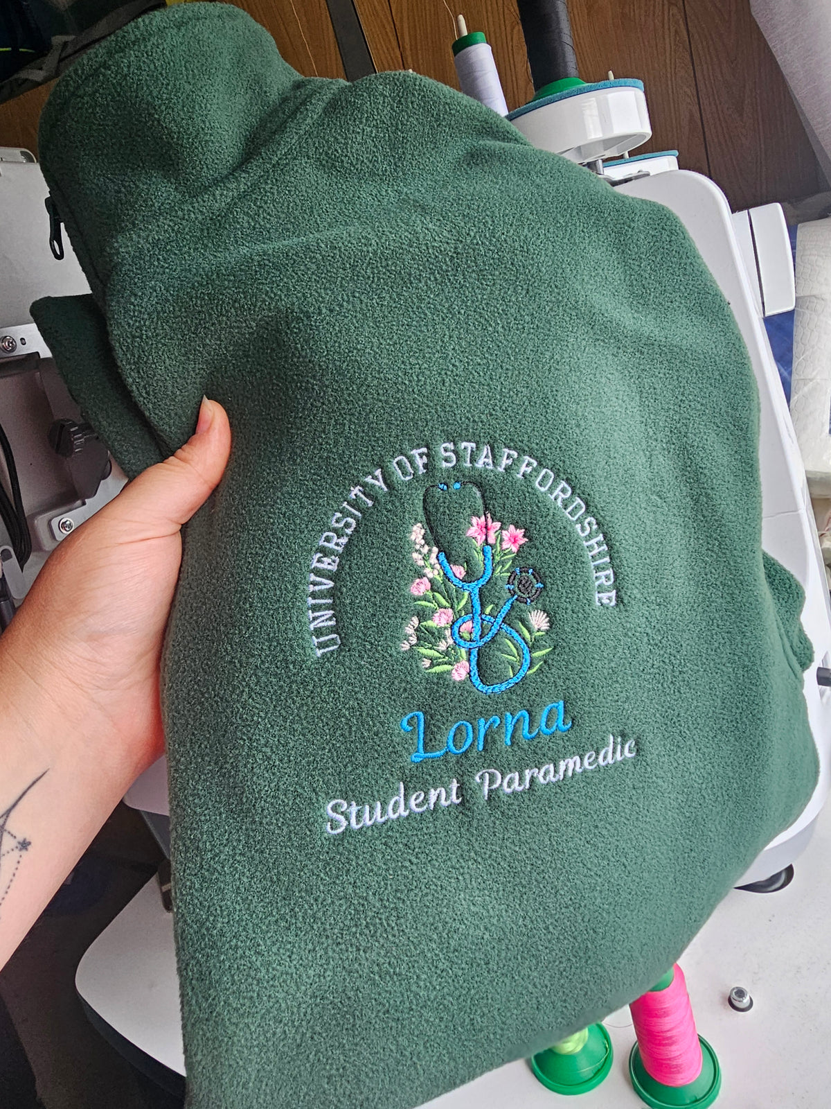 Personalised Green Full Fleece, Embroidered Workwear