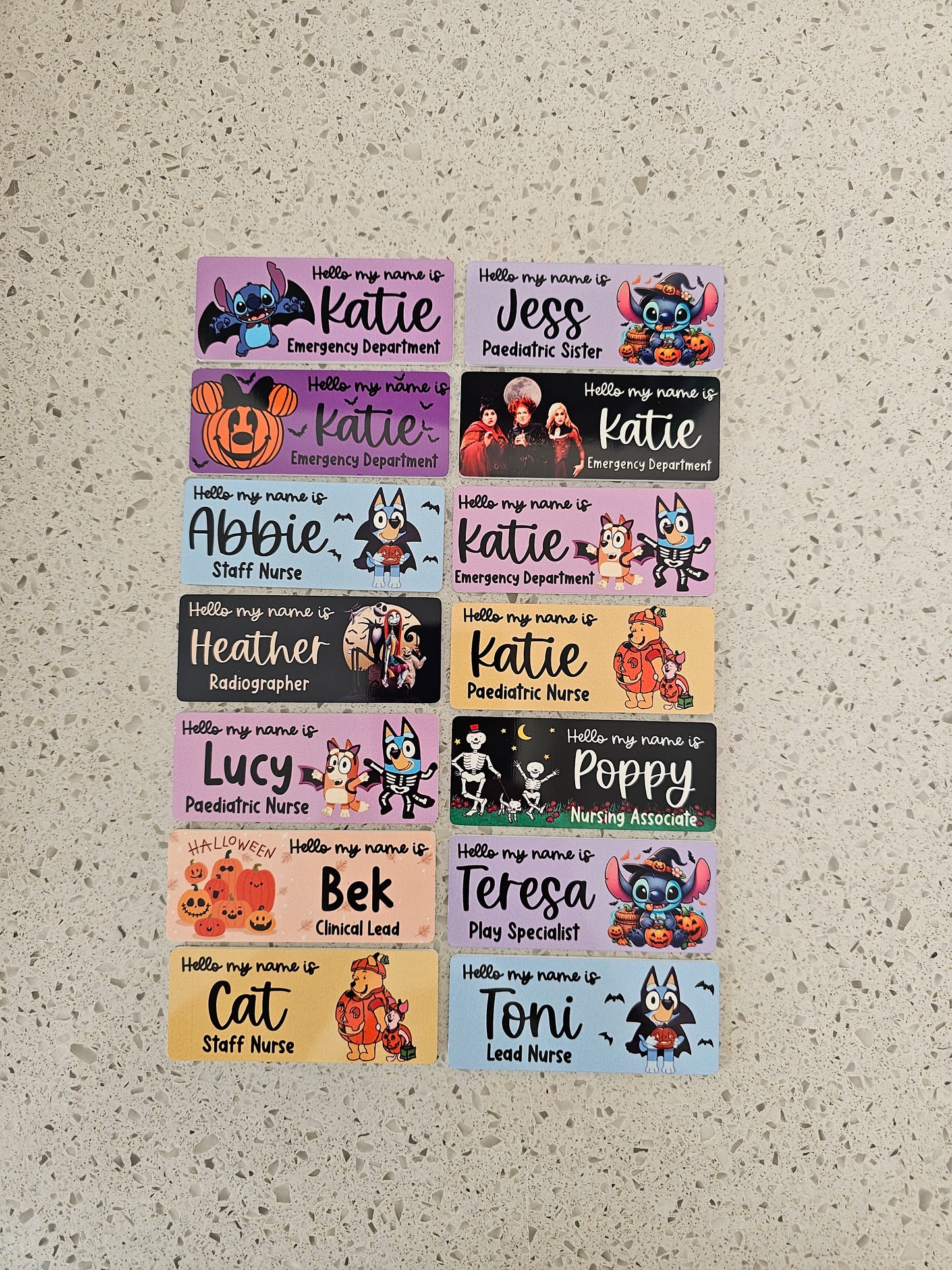 Halloween Name Badges - ALL HALLOWEEN DESIGNS - Nurse, Midwife, Student Nurse, Student Midwife, Healthcare, Carer, NHS Name Badge