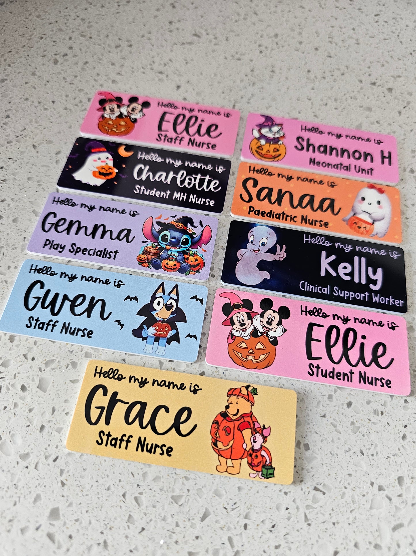 Halloween Name Badges - ALL HALLOWEEN DESIGNS - Nurse, Midwife, Student Nurse, Student Midwife, Healthcare, Carer, NHS Name Badge