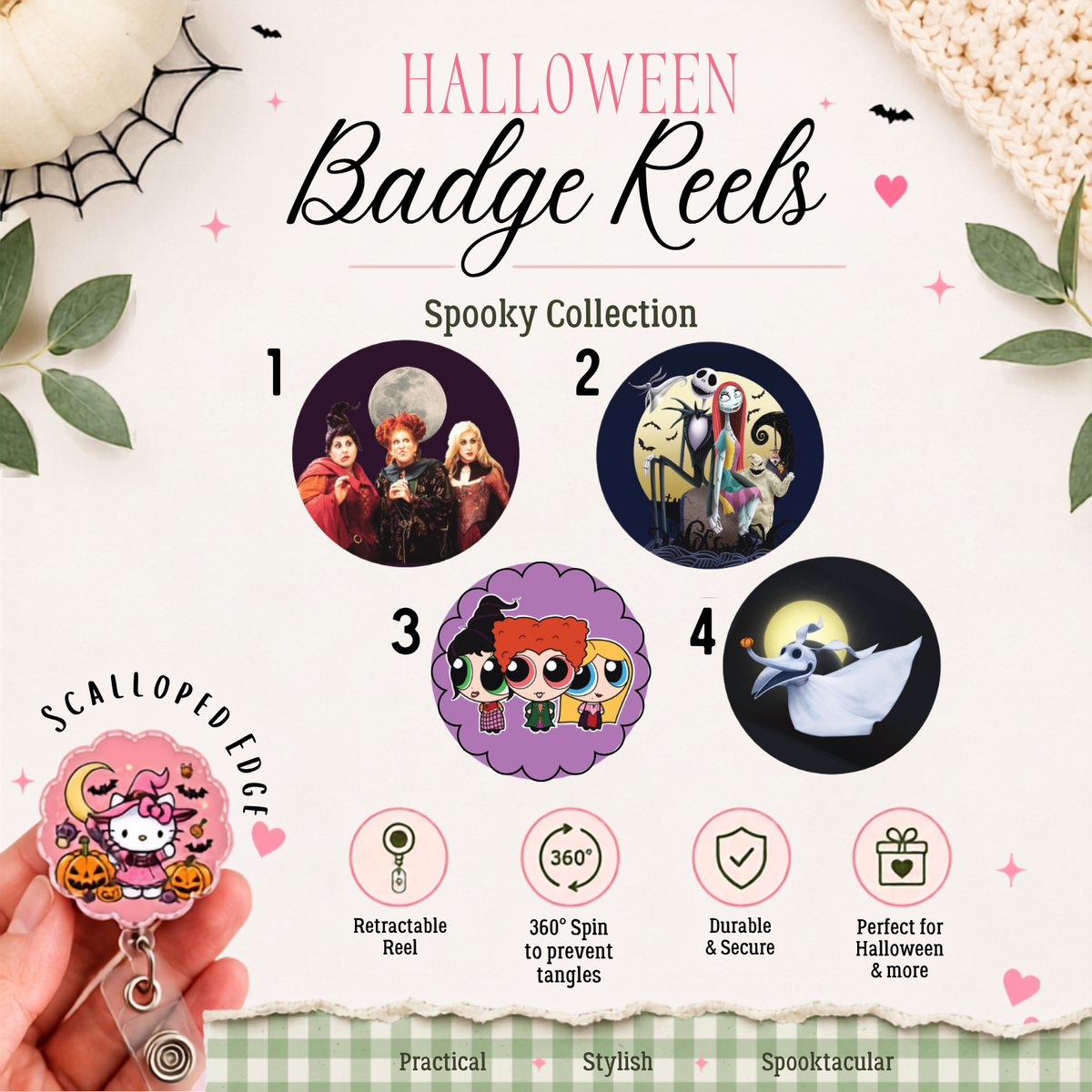 Halloween Badge Reels, Character Reels, Retractable Reel For Nurse, Midwife, Student Nurse, Doctor, Healthcare