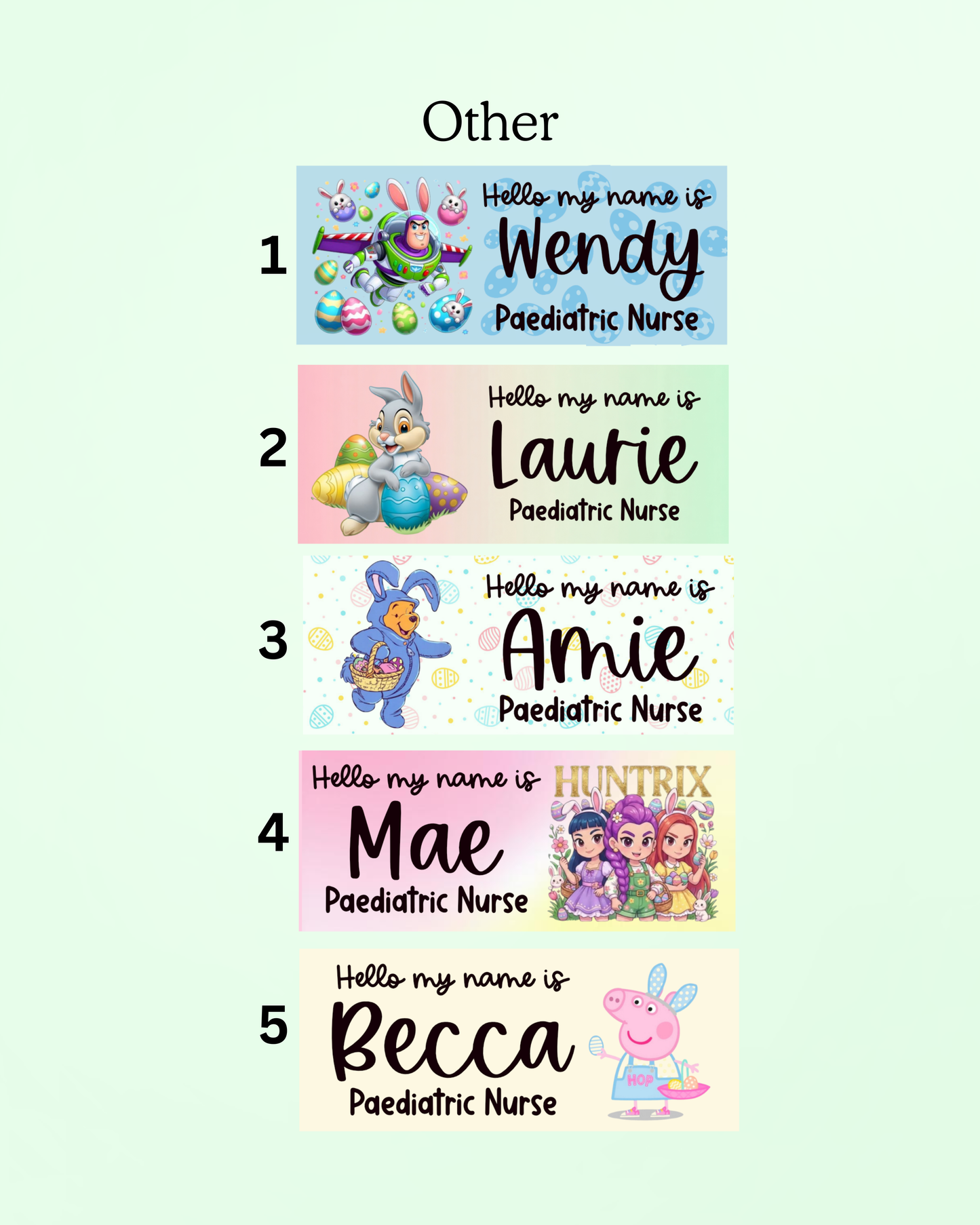 Easter name badge, personalised nurse name badge, midwife name badge, student placement essential, teacher gift