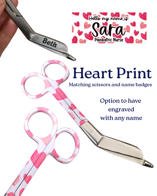 Nurse medical personalised scissors, scissors for midwife, doctor, paramedic, student nurse, student midwife, nurse heart scissors set