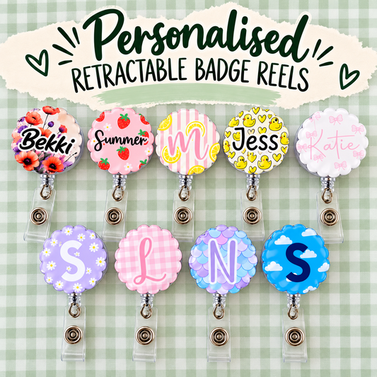 Retractable badge reel, printed badge reel for ID card, nurse, student nurse, midwife, midwifery student, doctor, healthcare personalised badge reel