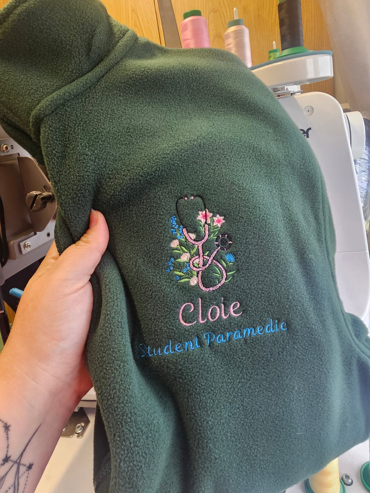 Personalised Green Full Fleece, Embroidered Workwear
