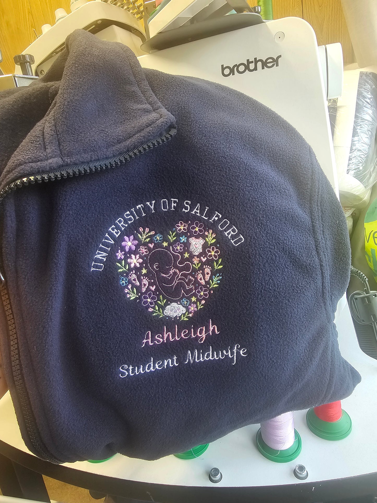 Personalised embroidered fleece for student midwife, midwife fleece, nicu nurse personalised name fleece, healthcare jacket, doctor fleece gift