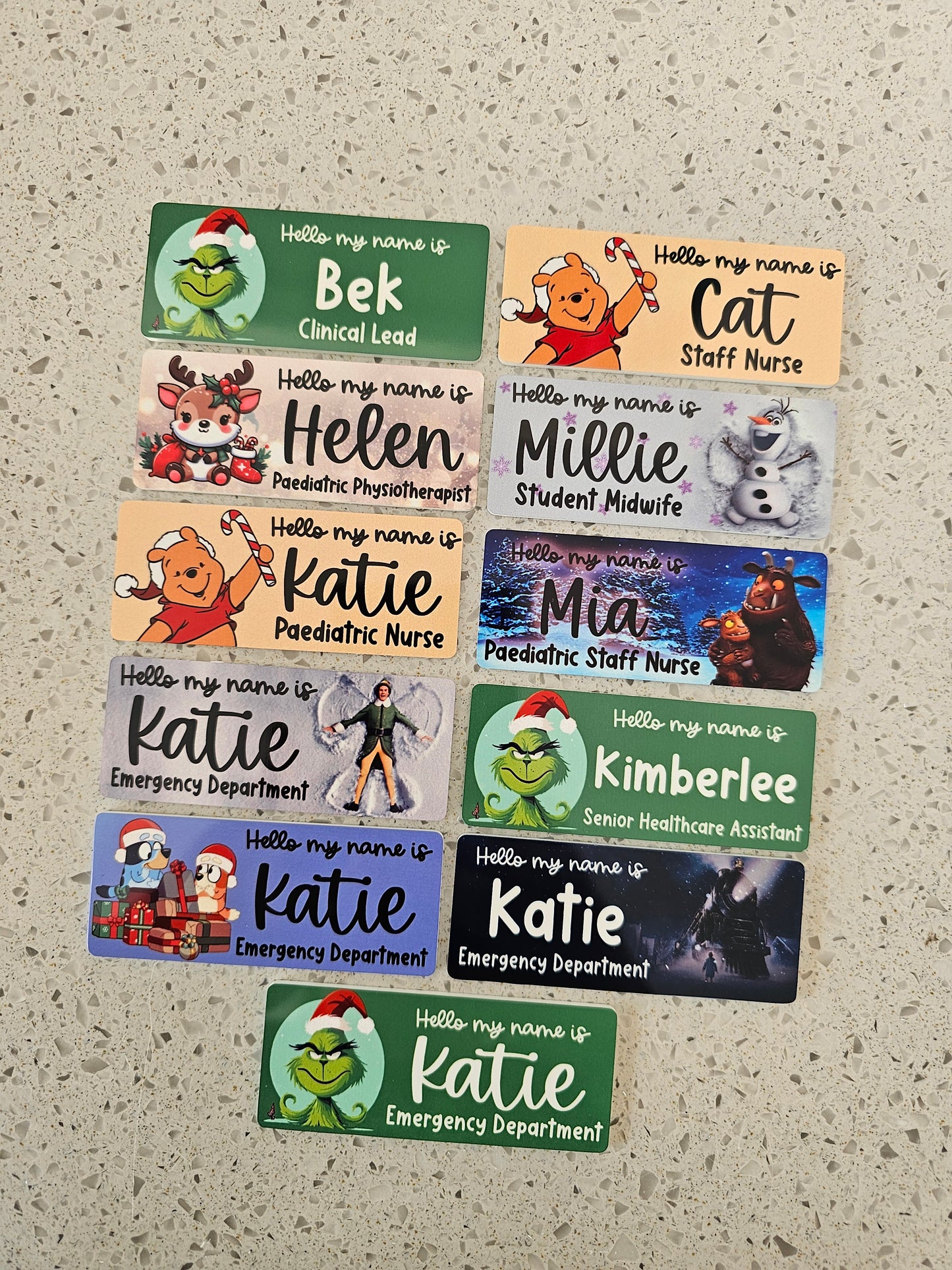 Christmas Name Badge ALL DESIGNS, Nurse Name Badge, Midwife Name Badge, Student Nurse Name Badge, Student Midwife Name Badge