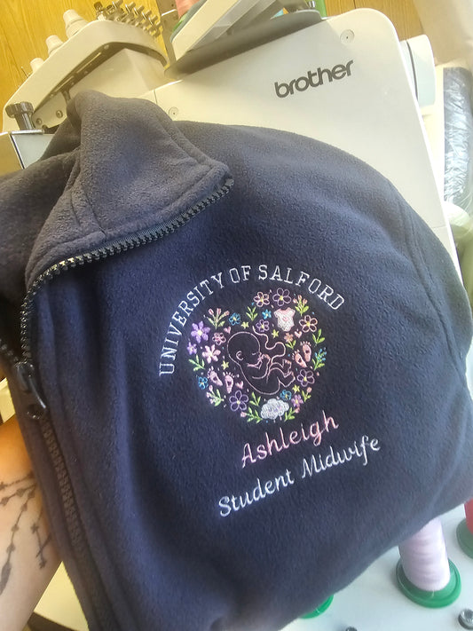 Personalised embroidered fleece for student midwife, midwife fleece, nicu nurse personalised name fleece, healthcare jacket, doctor fleece gift